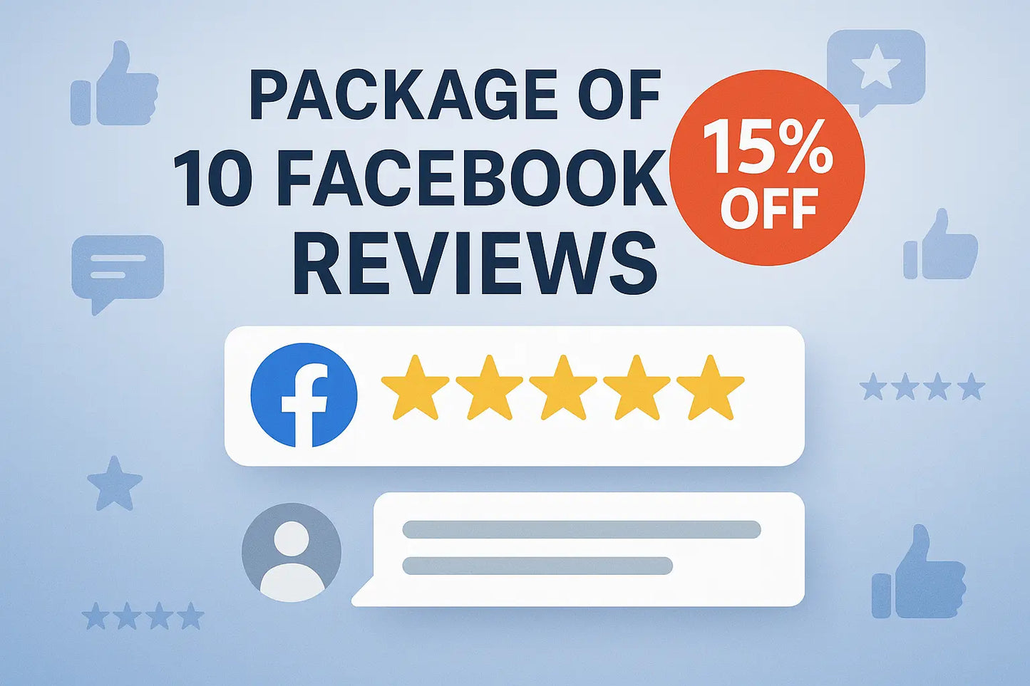 package of 10 Facebook reviews with 15% OFF