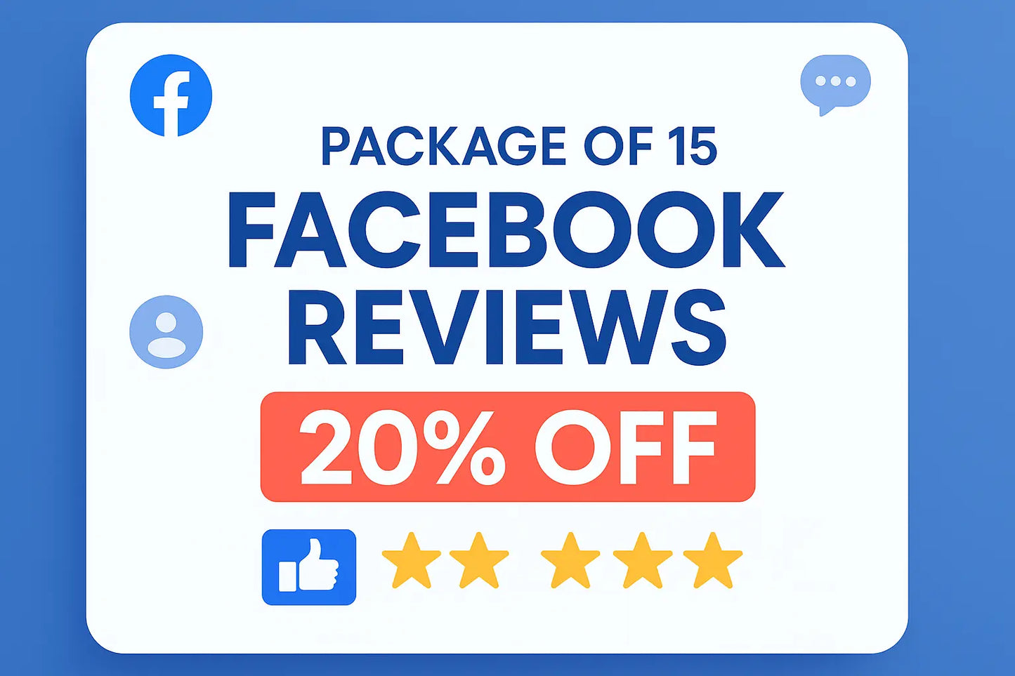 package of 15 Facebook reviews with 20% OFF