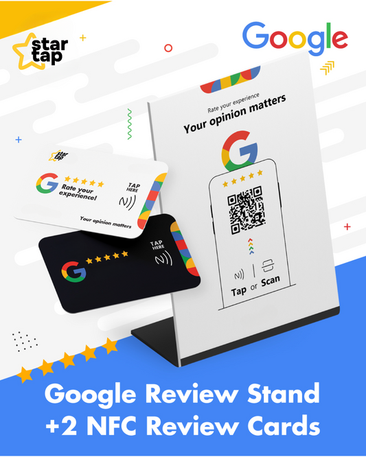 Google Review Stand + 2 Google Review Cards